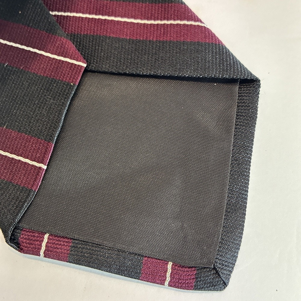 REPP M. Sussex LTD. London Tie All Silk Black Red Sliver Stripe Hand Made 3.5x58 - Picture 10 of 11